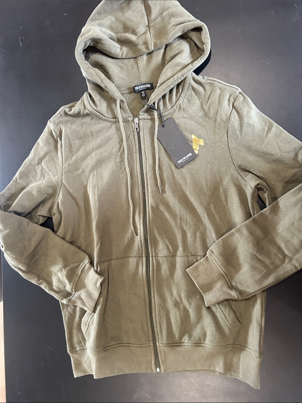 True Religion Olive Green Zip Up Hoodie